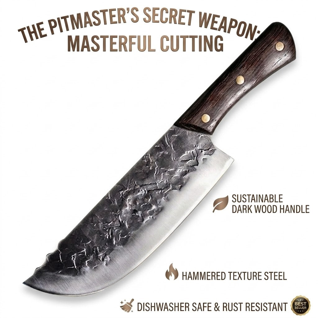 Hand-Forged Stainless Steel Butcher Cleaver & Chef Knife | Ergonomic Wood Handle