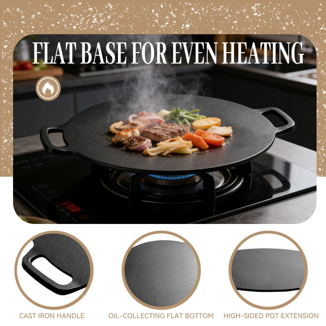 Cast Iron Griddle – Pre-Seasoned Flat Skillet with Natural Vegetable Oil for Induction, Stovetop & Oven