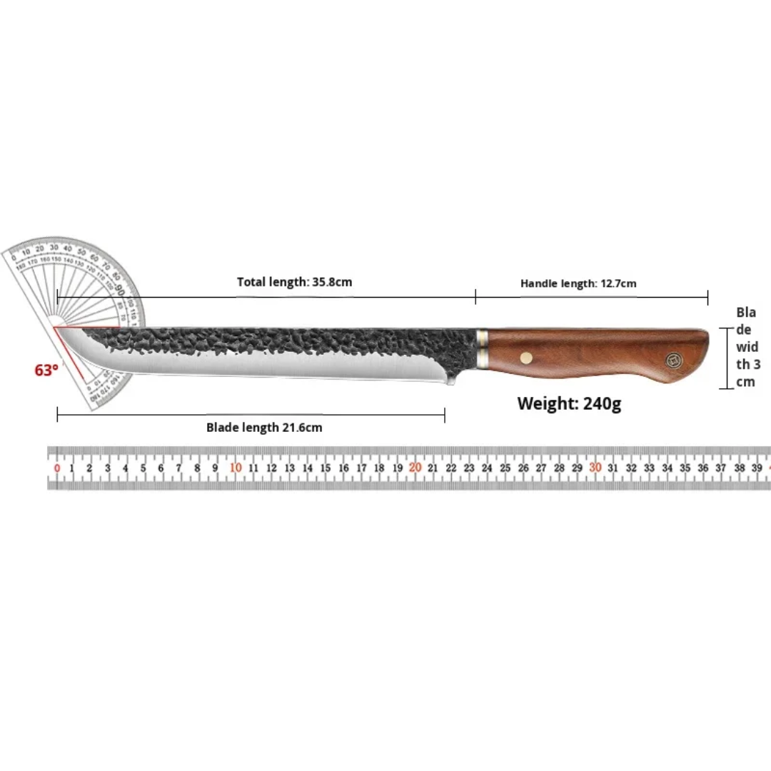 Forged Meat Slicing Knife – 8.5 Inch High Carbon Stainless Steel BBQ Knife with Wooden Handle