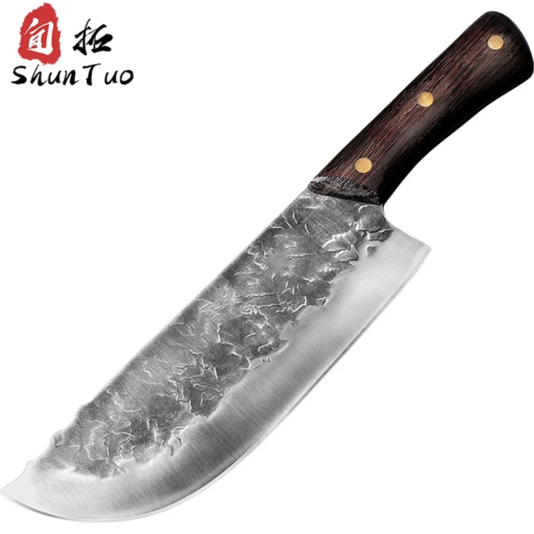 Hand-Forged Stainless Steel Butcher Cleaver & Chef Knife | Ergonomic Wood Handle