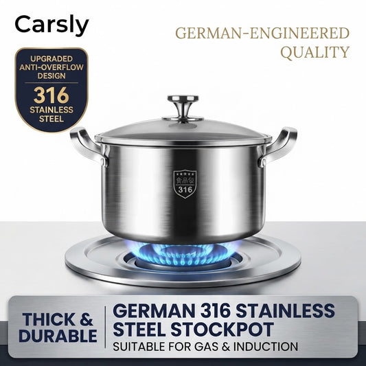 316 Stainless Steel Stock Pot & Soup Pot – Multi-Size (26cm, 28cm, 30cm) Heavy-Duty Cooking Pot Collection