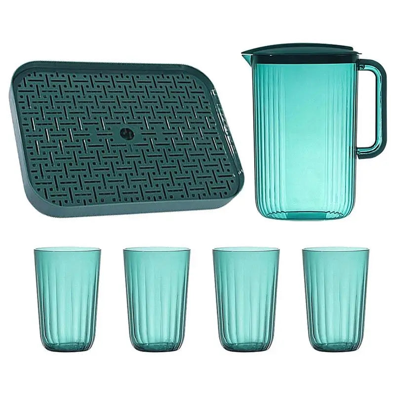 Set of 6-Piece Pitcher and 4 cups with elegant tray