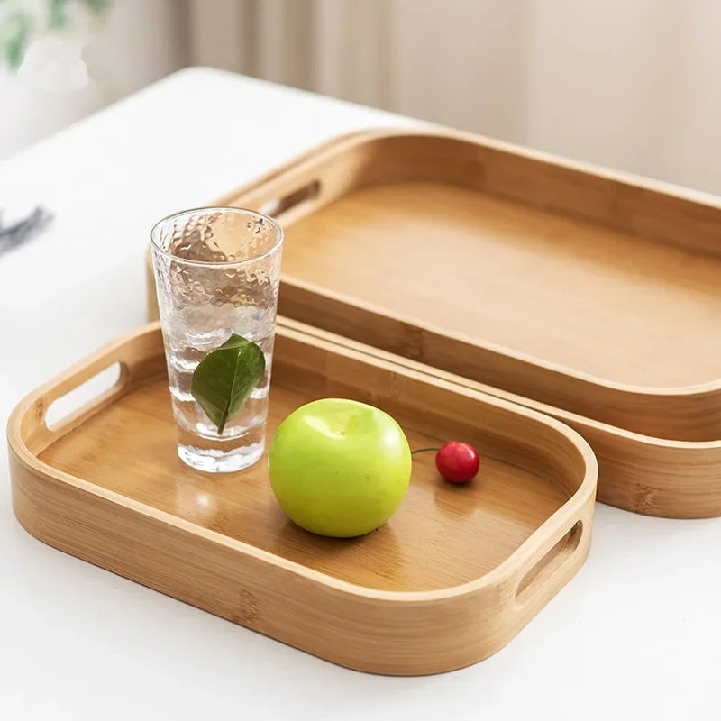 Natural Bamboo Wooden Trays Set