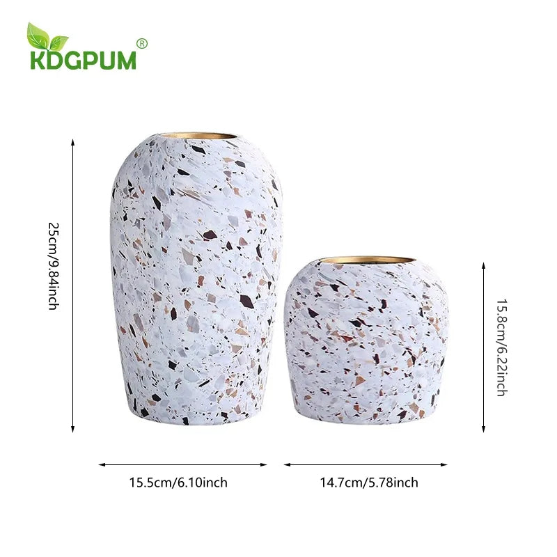 Nordic Simple Beige Terrazzo Set of 2 pieces Vase – Creative Tabletop Decor