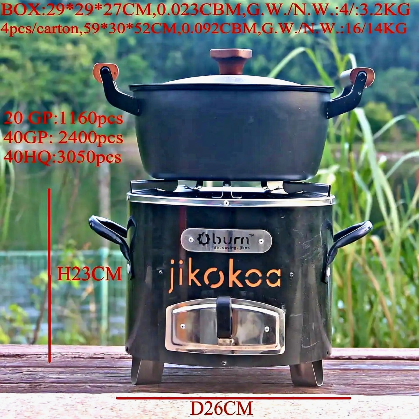 Eco-Friendly Charcoal & Wood Camping Stove – Stainless Steel Outdoor Cooker