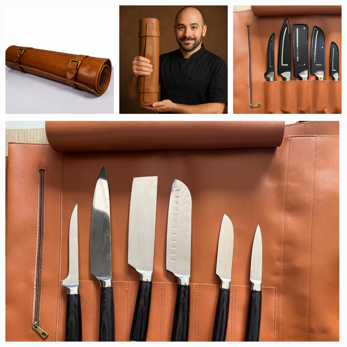 Professional 6-Piece Knife Set – High-Quality Carbon Steel with MOFUN PU Leather Knife Bag
