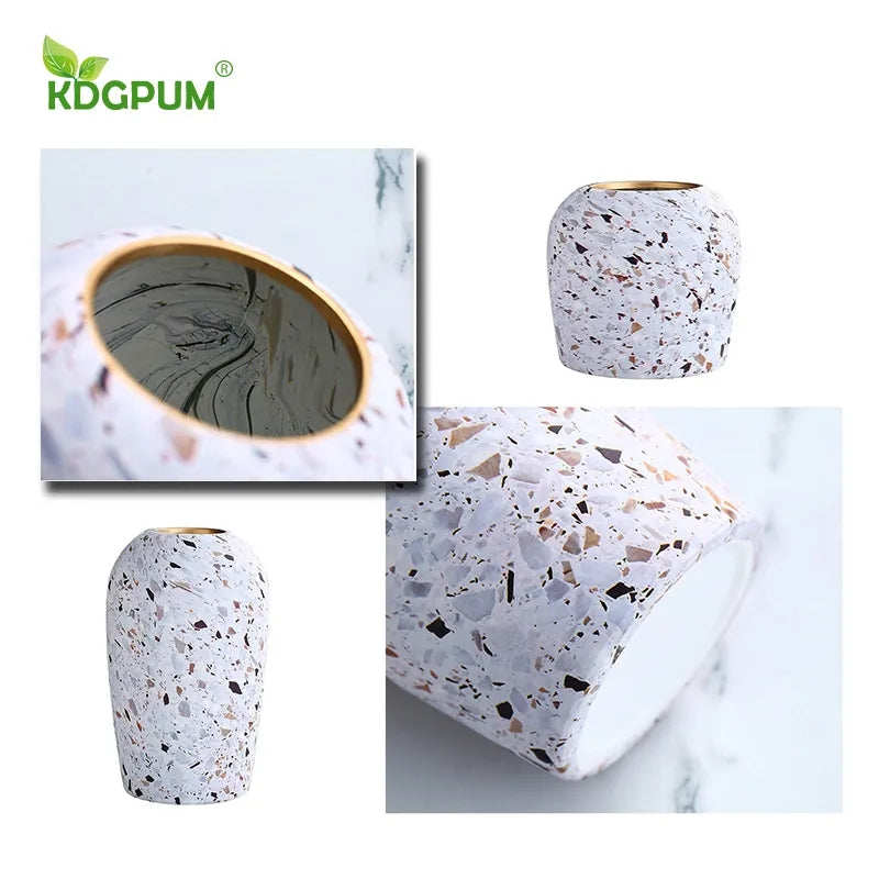 Nordic Simple Beige Terrazzo Set of 2 pieces Vase – Creative Tabletop Decor