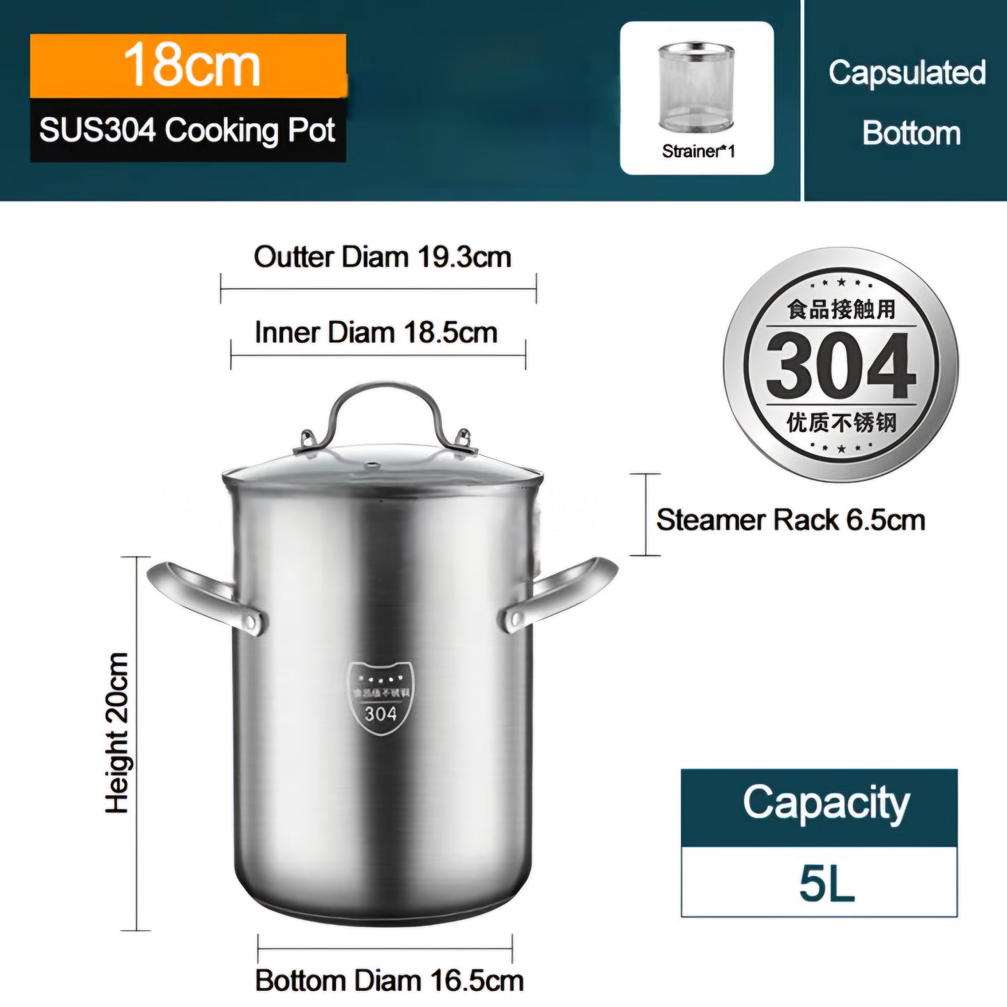 Premium 3-Ply Stainless Steel Frying Pot with Mish and lid
