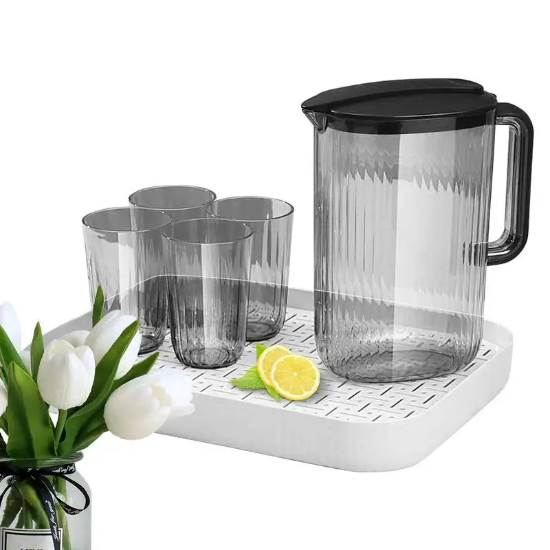 Set of 6-Piece Pitcher and 4 cups with elegant tray