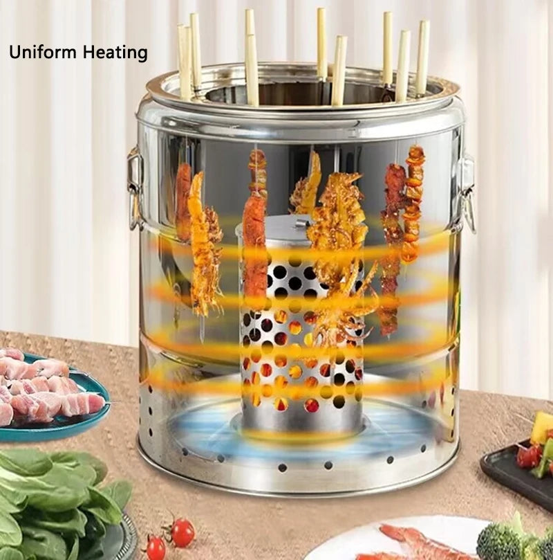 Smokeless Barbecue Oven – Indoor & Outdoor Charcoal Grill with 28 Skewers