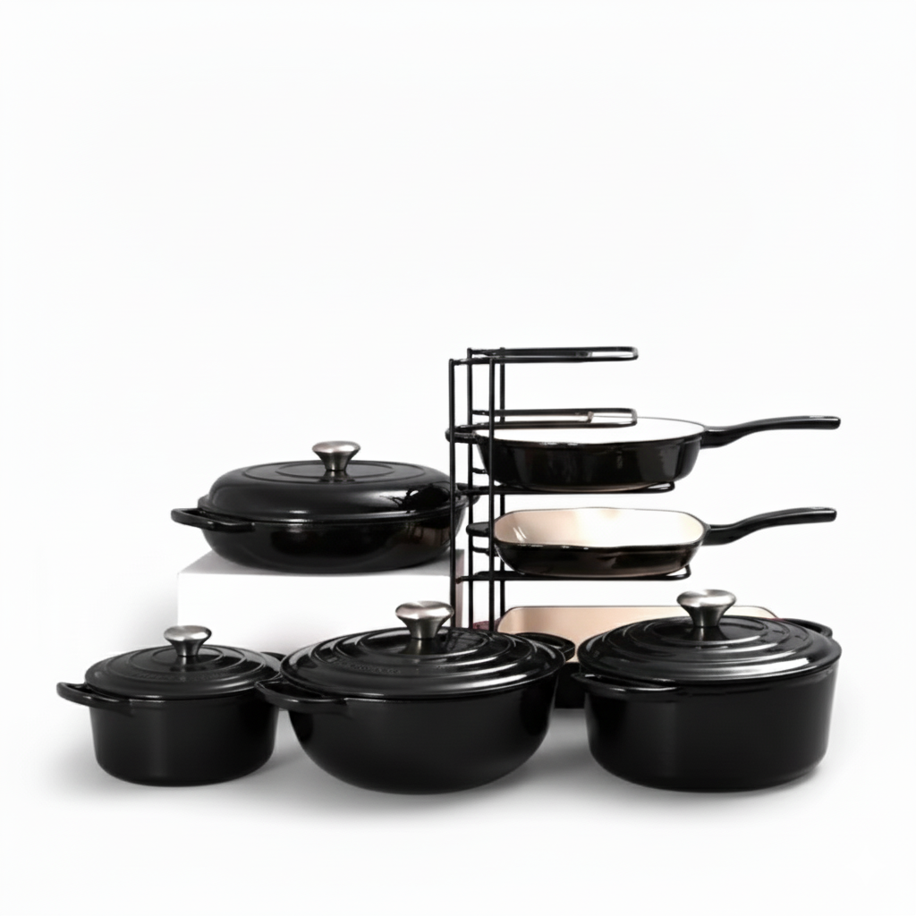 Premium 7-Piece Quality Enamel Cast Iron Cookware Set