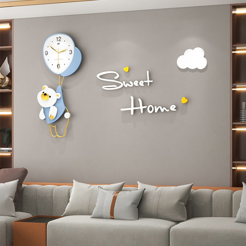 Sweet Dreams Wall Clock: Teddy Bear Balloon Decor