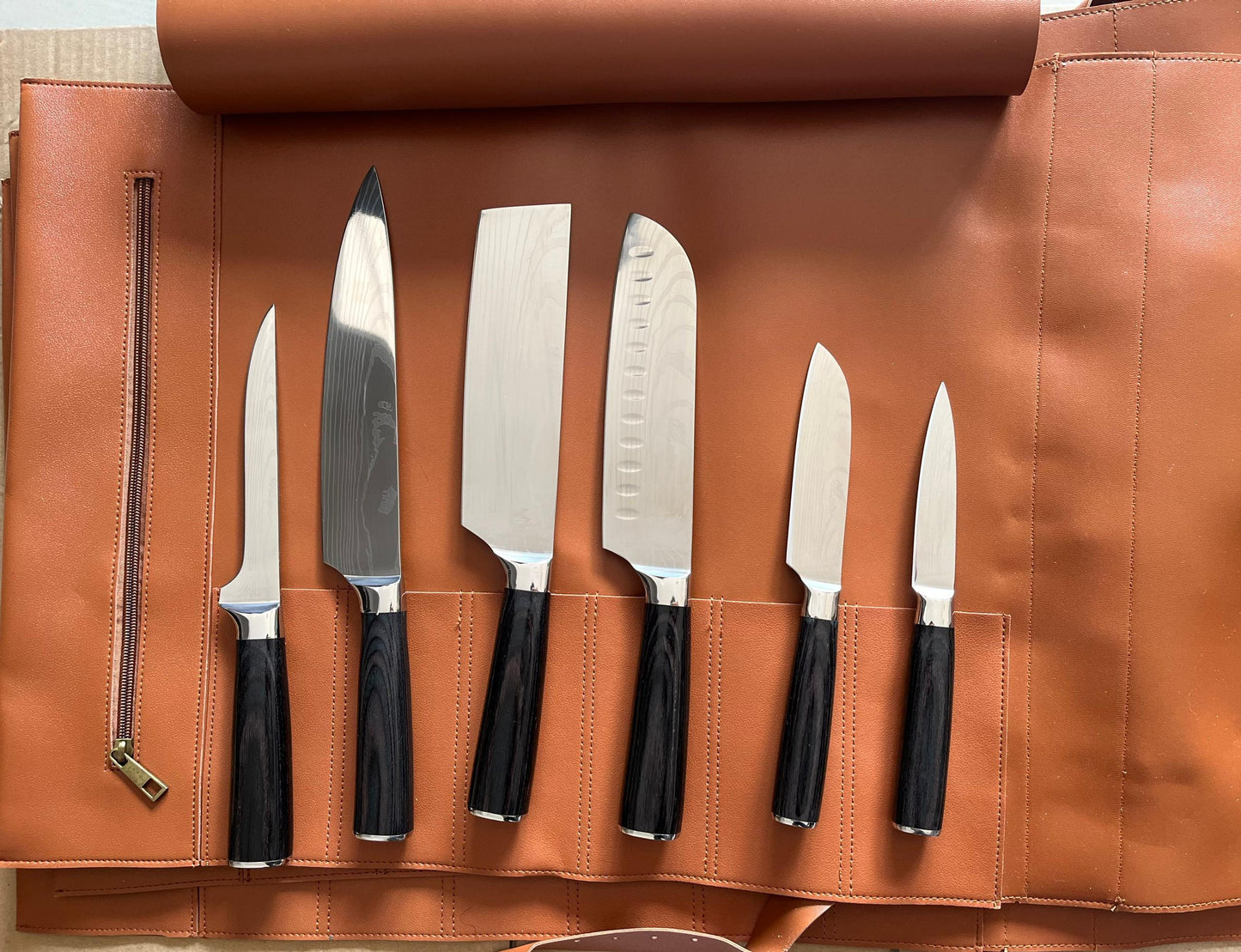 Professional 6-Piece Knife Set – High-Quality Carbon Steel with MOFUN PU Leather Knife Bag