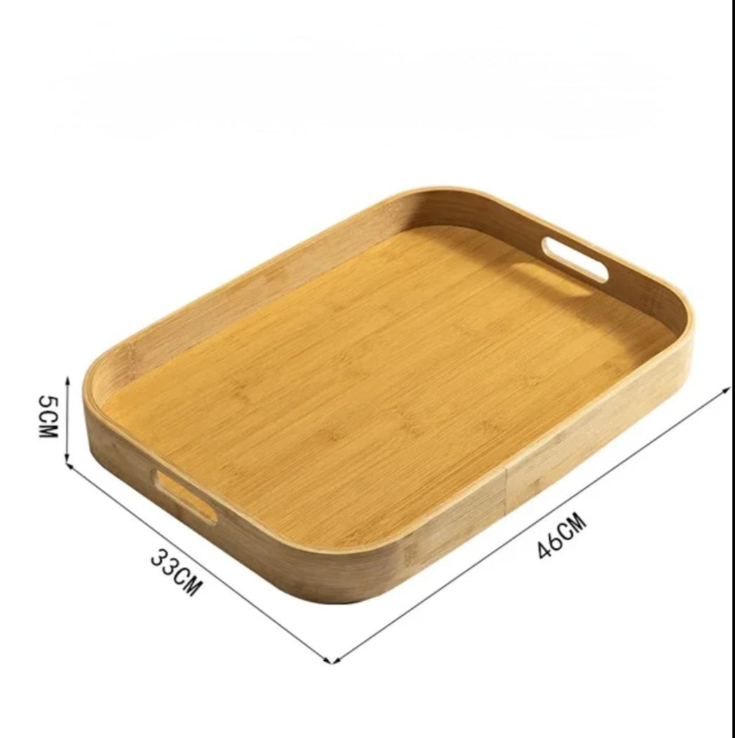Natural Bamboo Wooden Trays Set