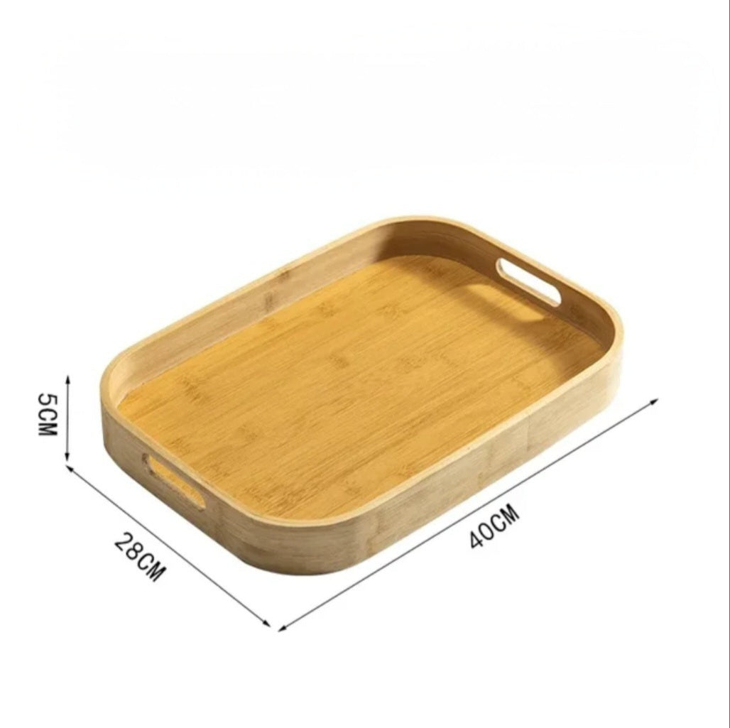 Natural Bamboo Wooden Trays Set