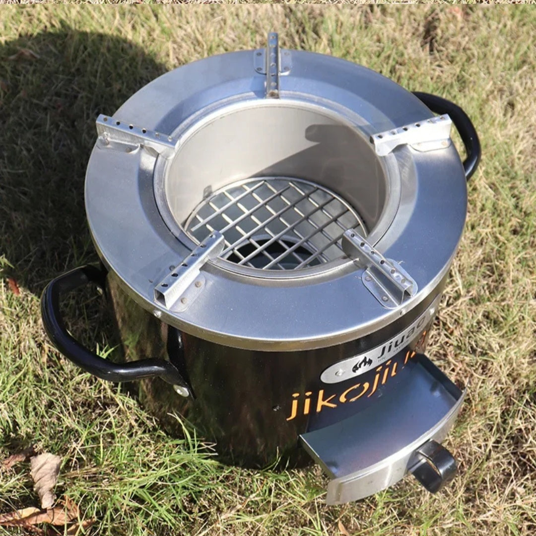 Eco-Friendly Charcoal & Wood Camping Stove – Stainless Steel Outdoor Cooker