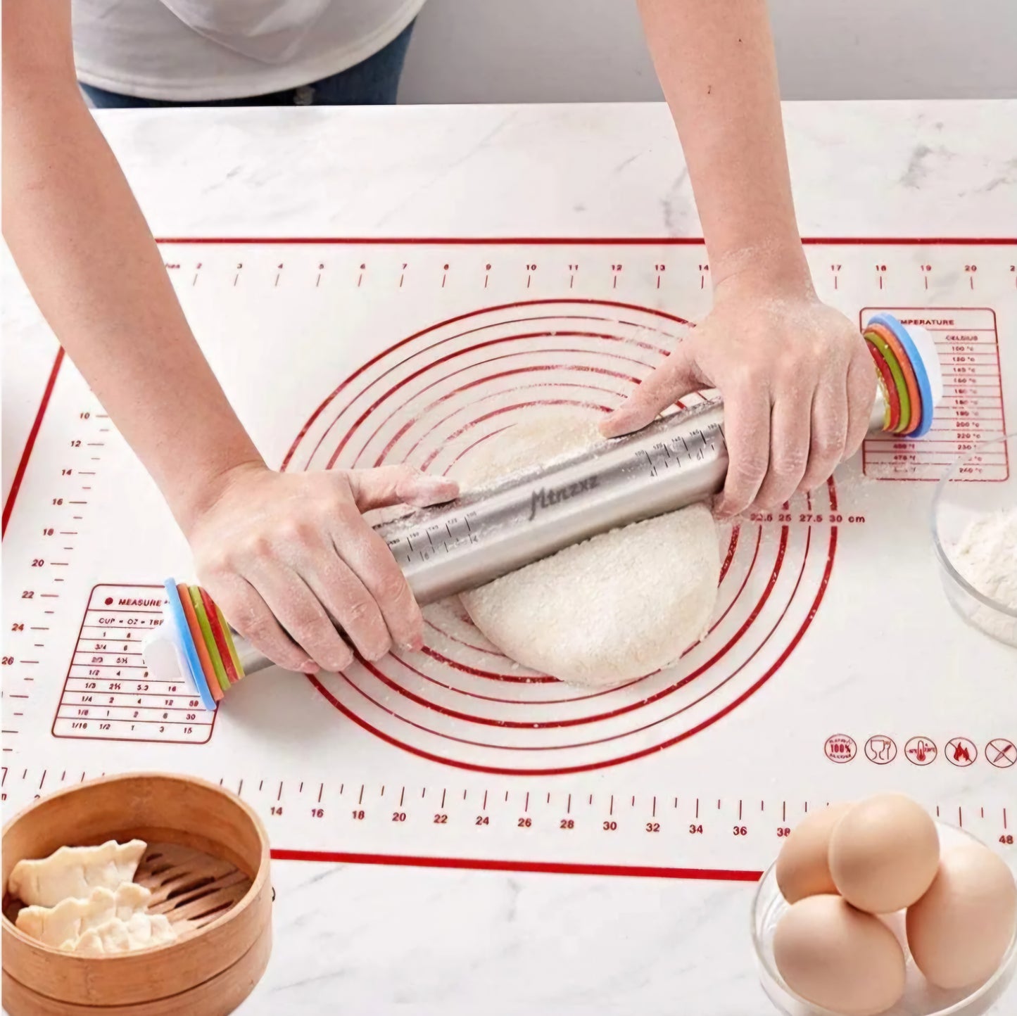 60x40 Non-Stick Silicone Baking Mat Dough rolling Mat kneading Pad Sheet Glass Fiber Rolling Dough Large Size for Cake Macaron Kitchen Tools