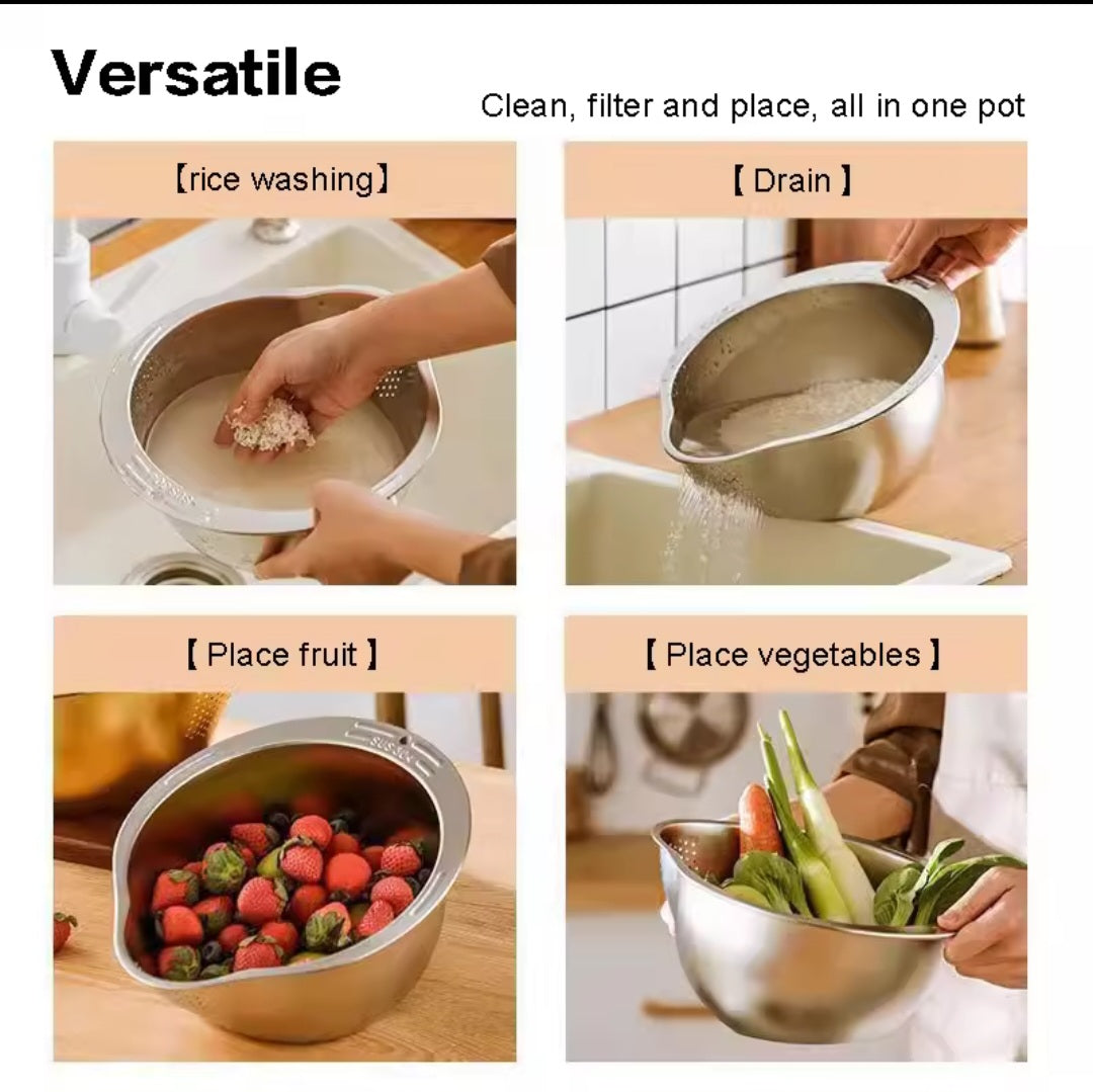 304 Stainless Steel Colander Strainer Bowl – Stackable & Versatile