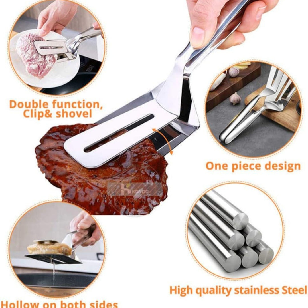Multifunctional Stainless Steel Steak Clamp – Flip, Lift, and Serve with Ease