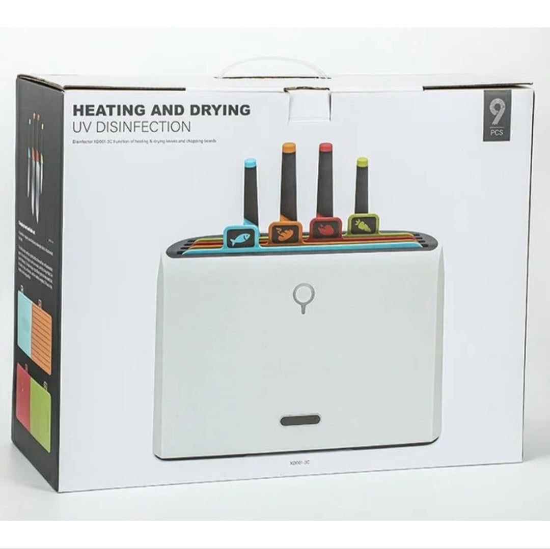Smart Cutting Board & Knife Set
Set of 9 pieces. 
UV Sterilizer | Drying System | Board Organizer