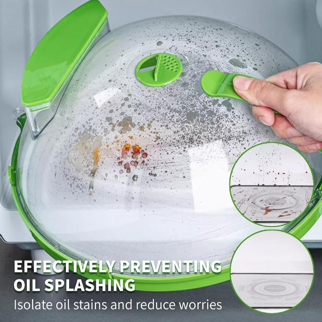 30.5 cm Transparent Microwave Cover – Round Flip-Top Lid with Adjustable Steam Vents & Water Storage Box