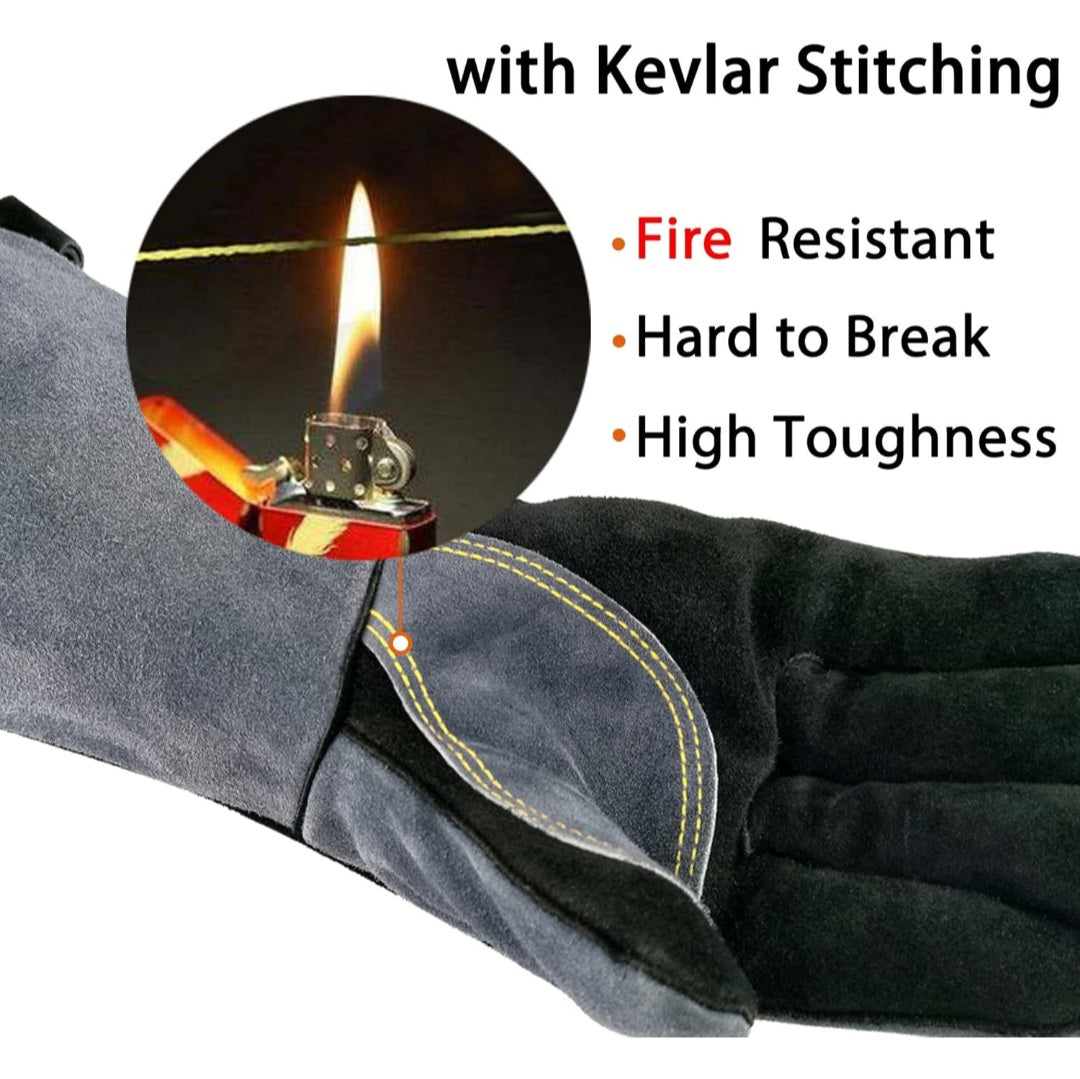 Extreme Fire and Heat Resistant Cowhide Leather Gloves with Aluminum Foil Insulation