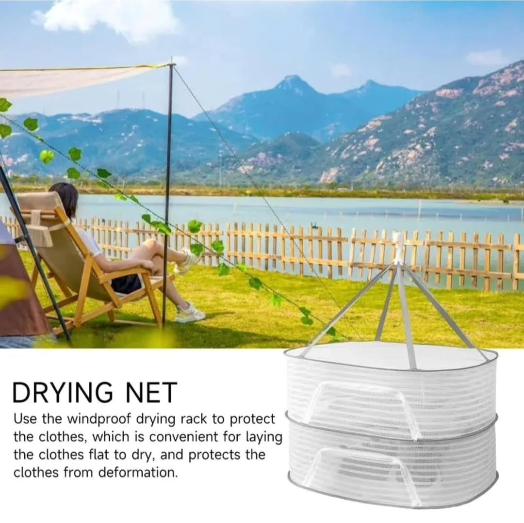 3 Layers Hanging Drying Net for Vegetables, Fruits, and Herbs – Foldable Food Dryer Cage