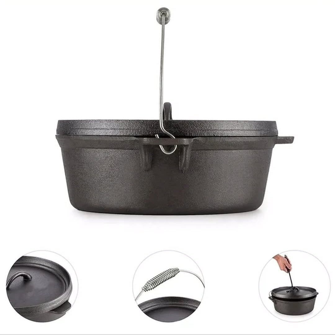 High-Quality Cast Iron Dutch Oven with Lid – 12L Capacity
Perfect for Deep Frying, Searing, Baking & Outdoor Cooking