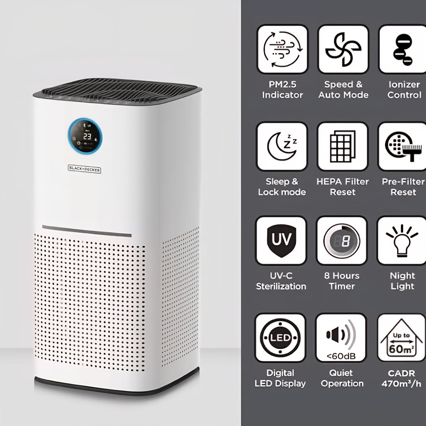 Black+Decker Air Purifier AP3560-B5 – Breathe Easy in Large Spaces,
Experience cleaner and fresher air