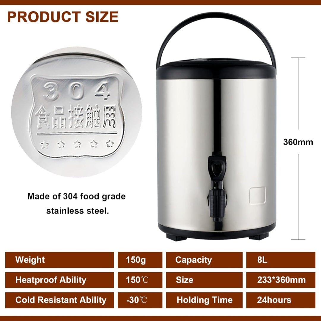 Stainless Steel Insulated Double Wall Beverage Dispenser 
Available in 6L and 8L Capacities