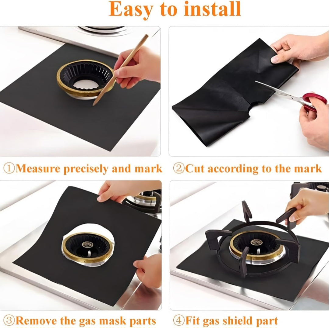 Showay Gas Stove Burner Covers – 6 Pack Reusable Non-Stick Liners