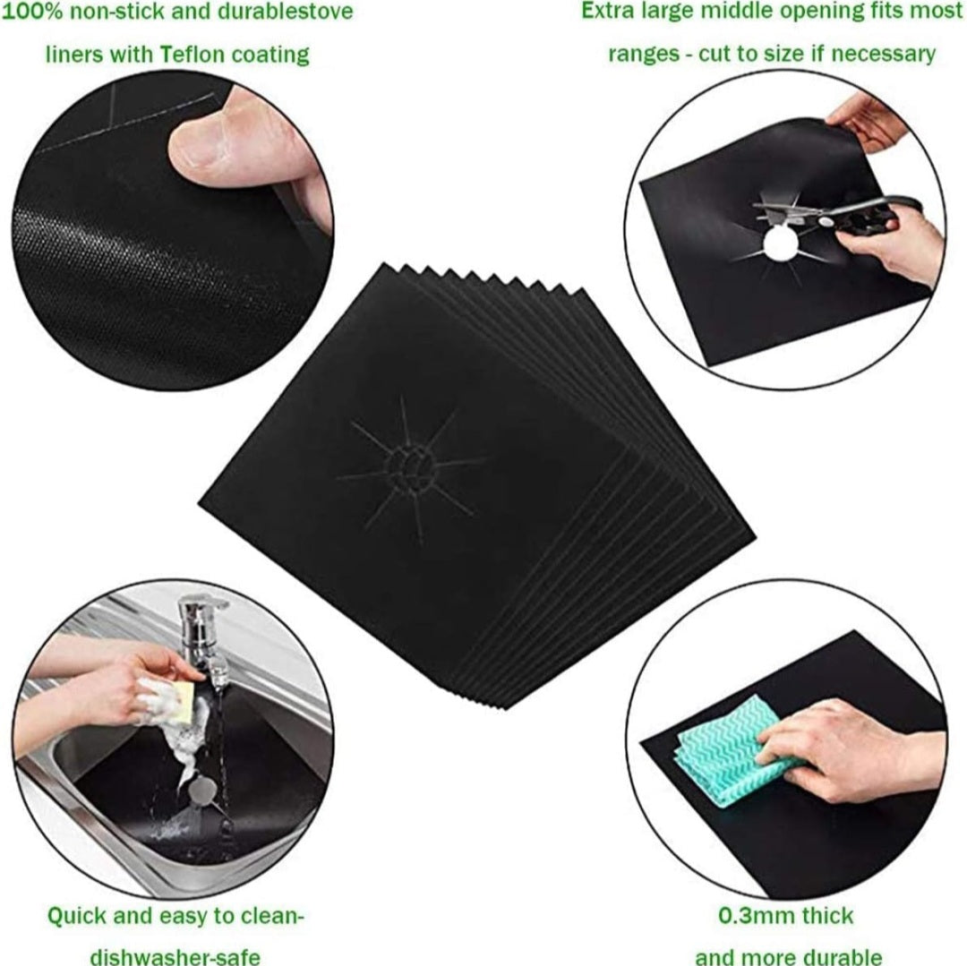 Showay Gas Stove Burner Covers – 6 Pack Reusable Non-Stick Liners