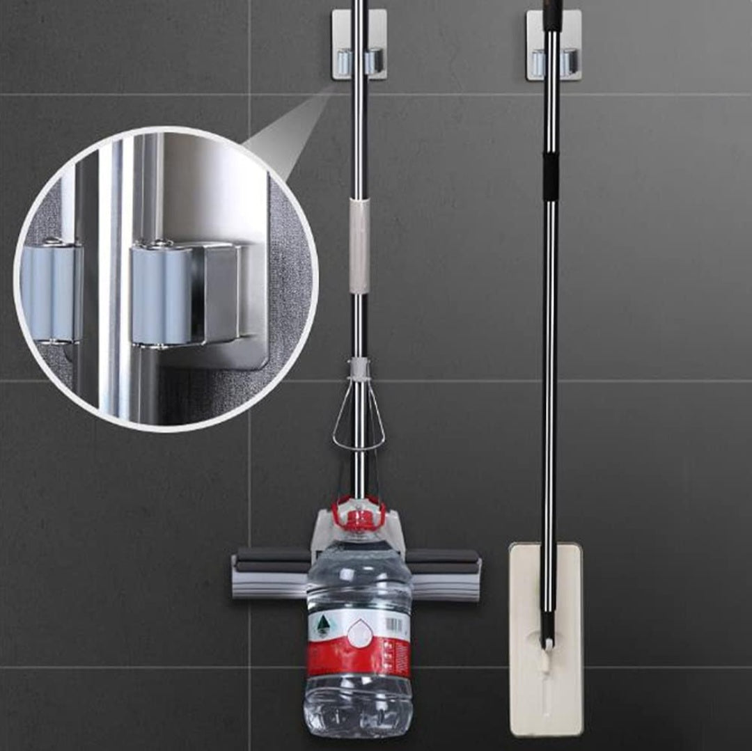 Wall-Mounted Broom & Mop Holder – No-Drill, Space-Saving Organizer