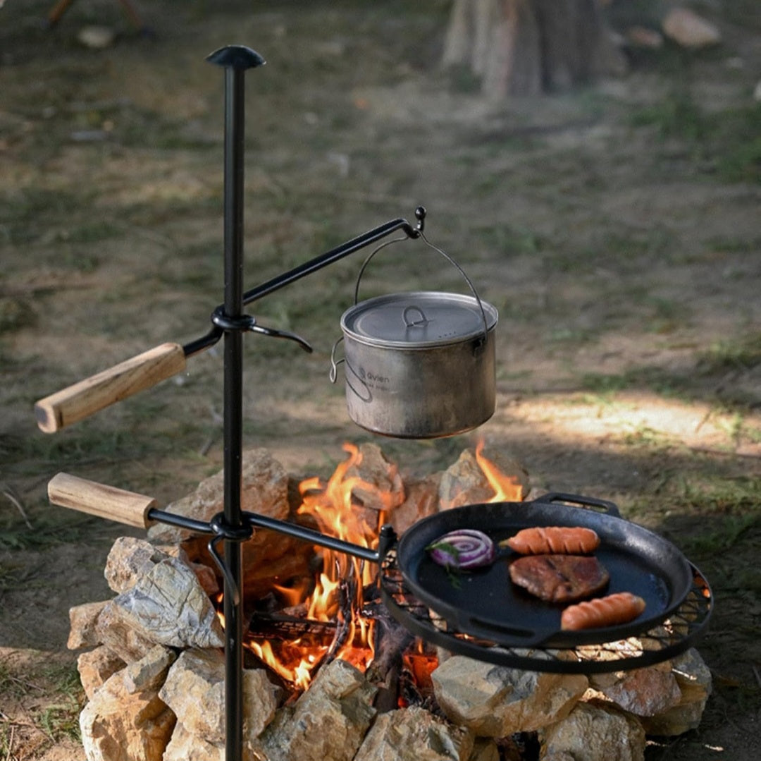 Fire Pit Grill – Adjustable Swivel Campfire BBQ Grate [the pot not included]