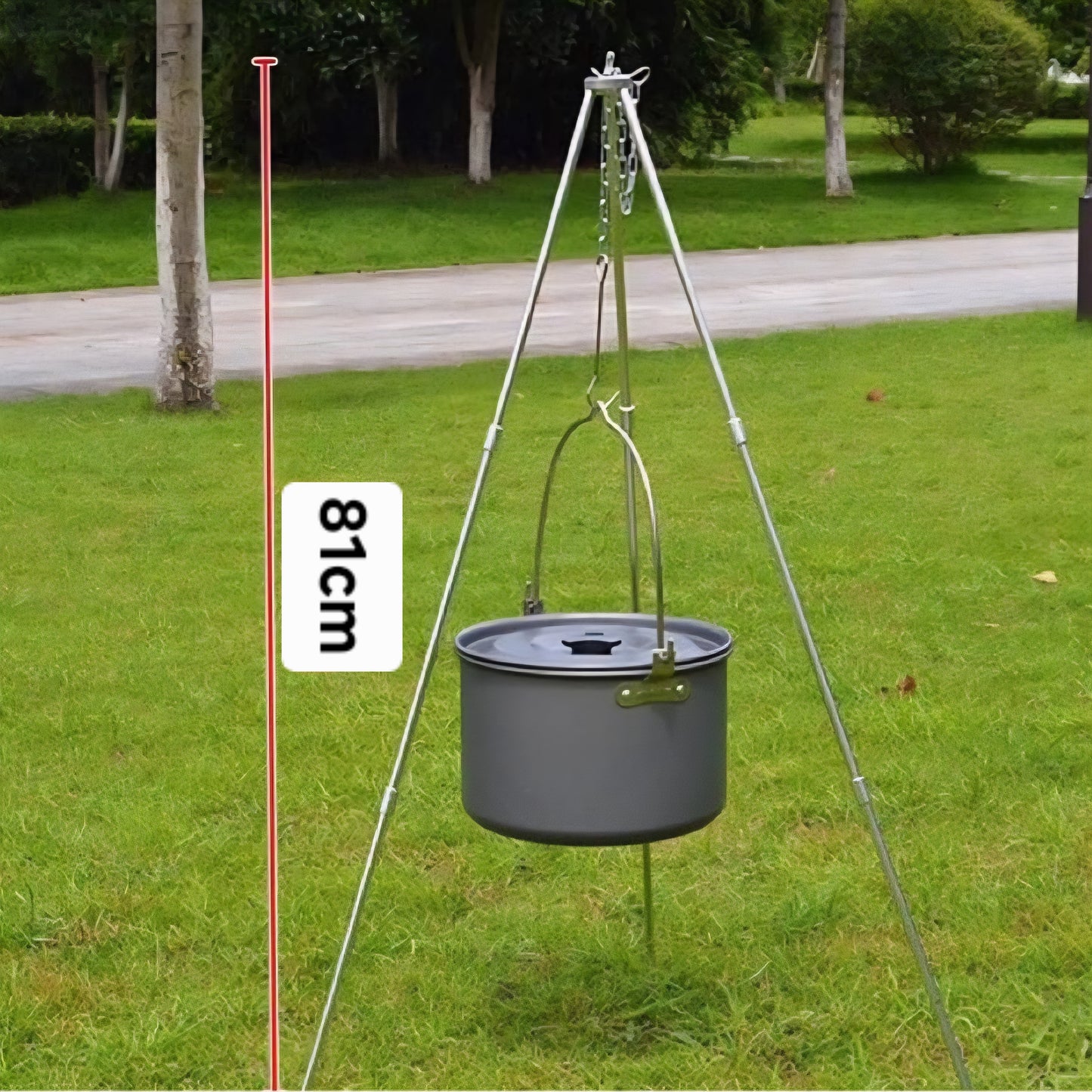 Portable Mini Camping Tripod – Adjustable Hanging Pot Holder (81 cm
