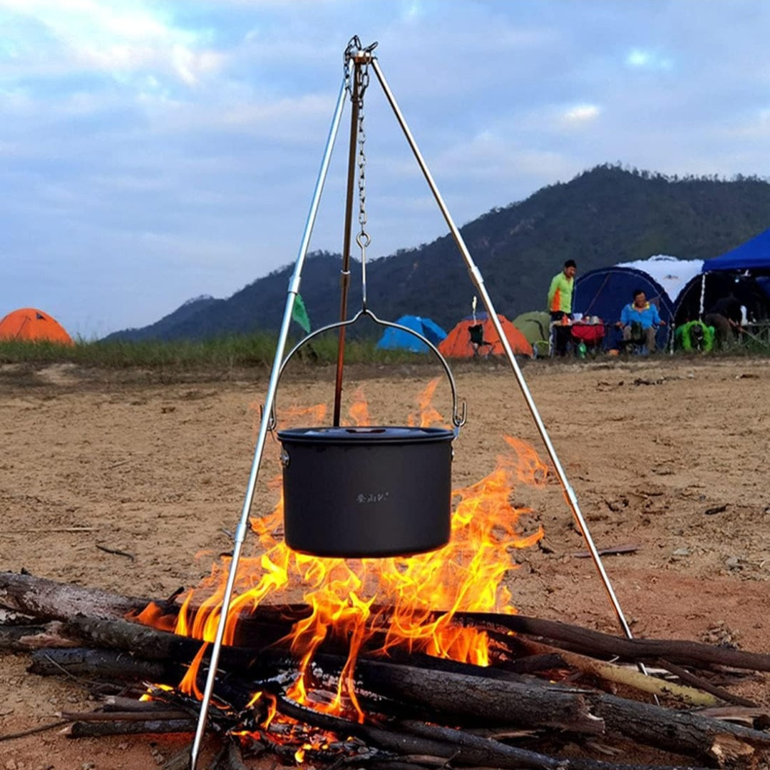 Portable Mini Camping Tripod – Adjustable Hanging Pot Holder (81 cm