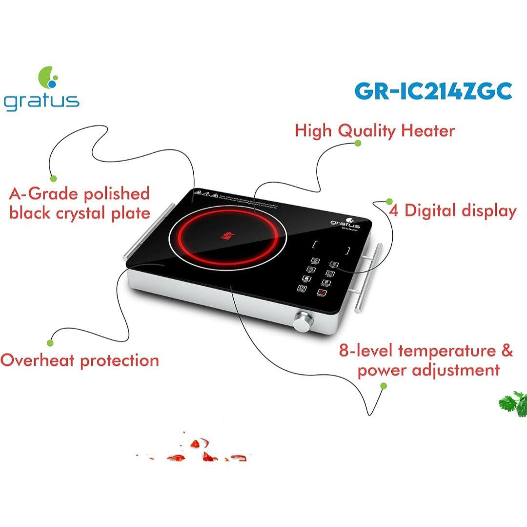 Gratus GR-IC214ZGC Infrared Cooker – 2200W | Touch Sensor & Knob Control