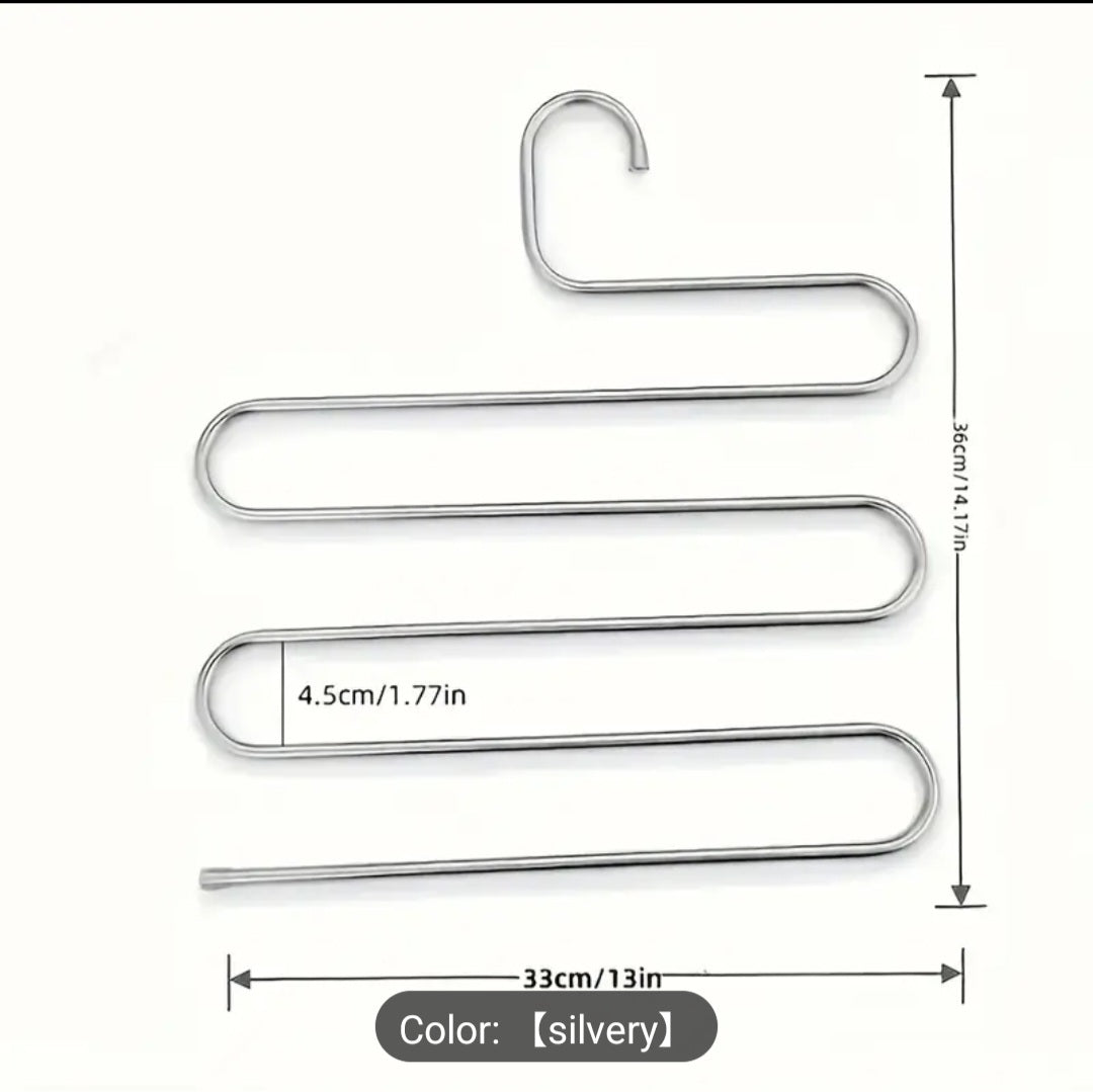 5-Tier Stainless Steel Pants Hanger – Space Saving & Durable (Silvery)