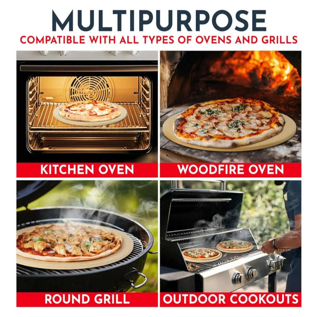 Culinary Couture Pizza cordierite Stone for Grill and Oven

Round (38cm x 1.5cm) | Rectangle (33cm x 38cm x 1.5cm