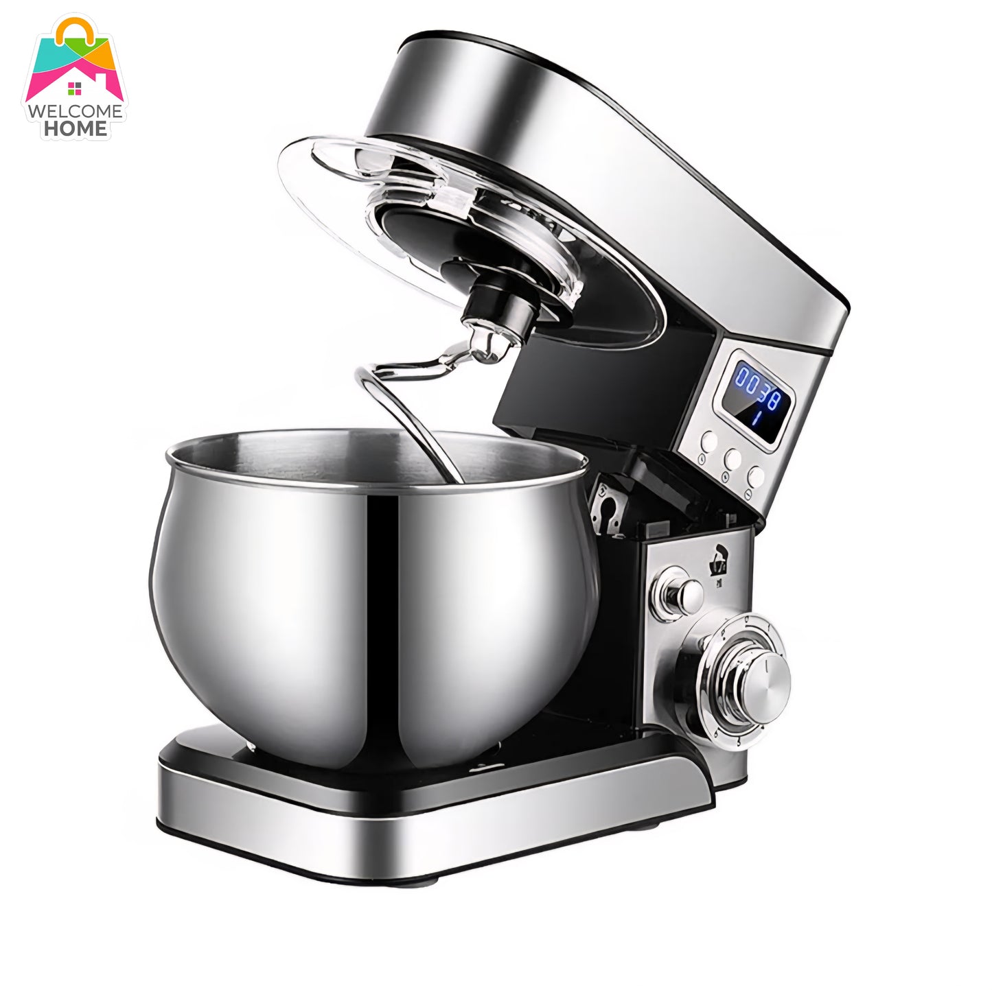 Cook Machine Household Mini Dough Mixer 6 Speed Super Large Digital Display LCD 6L Stainless Steel Bowl Noise Small Automatic Kneading Mixer Electric Egg Beater