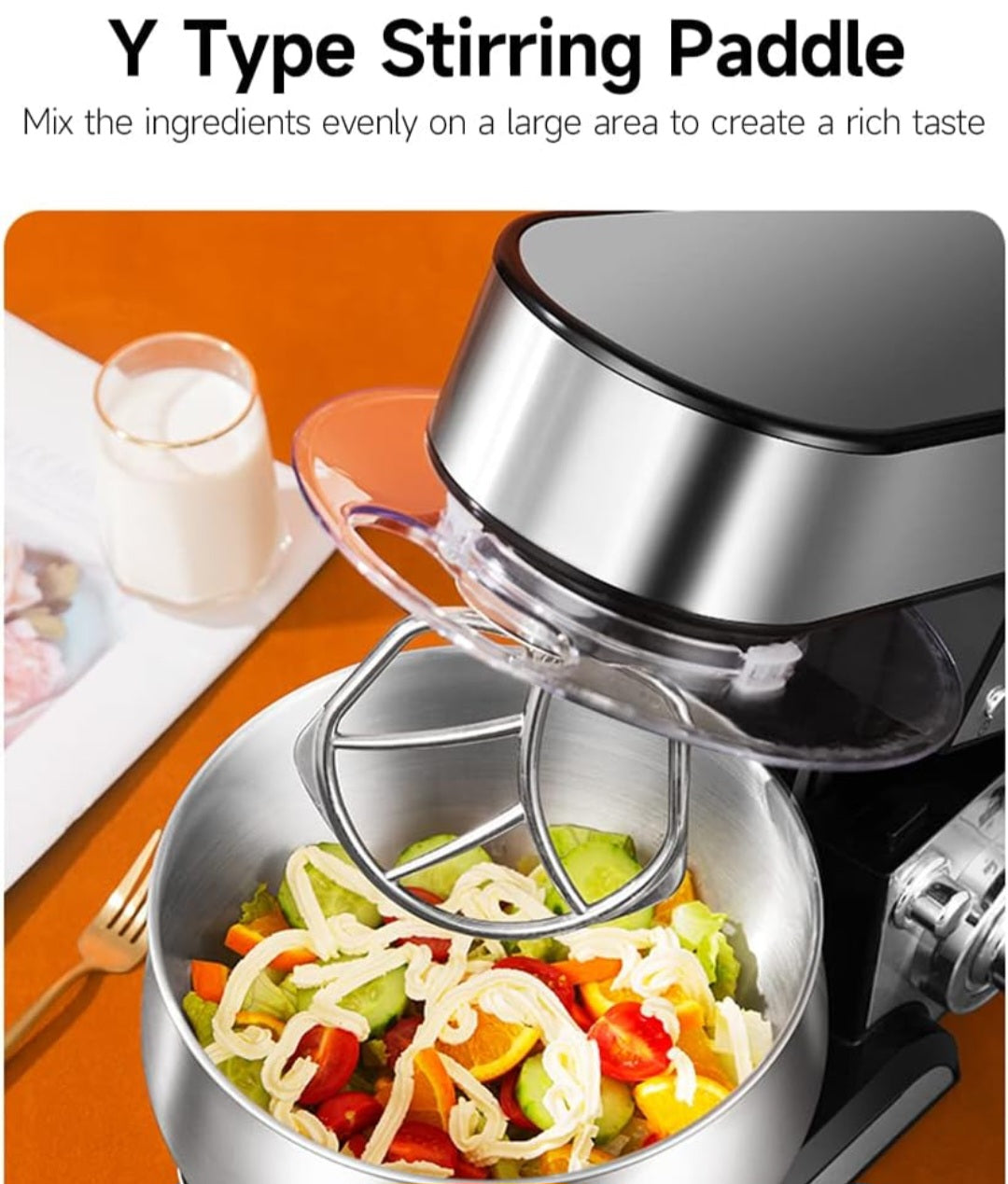 Cook Machine Household Mini Dough Mixer 6 Speed Super Large Digital Display LCD 6L Stainless Steel Bowl Noise Small Automatic Kneading Mixer Electric Egg Beater
