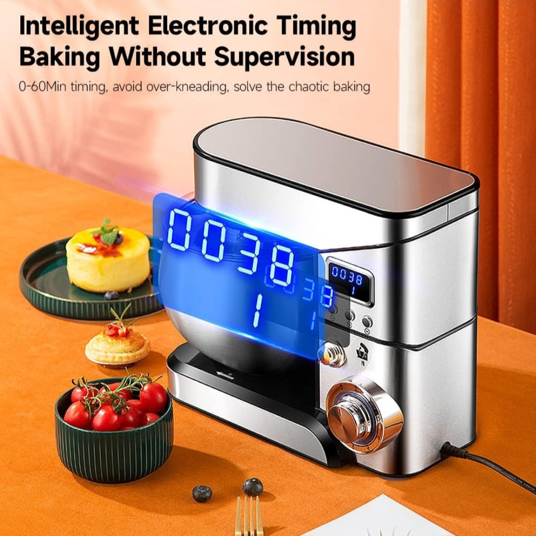 Cook Machine Household Mini Dough Mixer 6 Speed Super Large Digital Display LCD 6L Stainless Steel Bowl Noise Small Automatic Kneading Mixer Electric Egg Beater