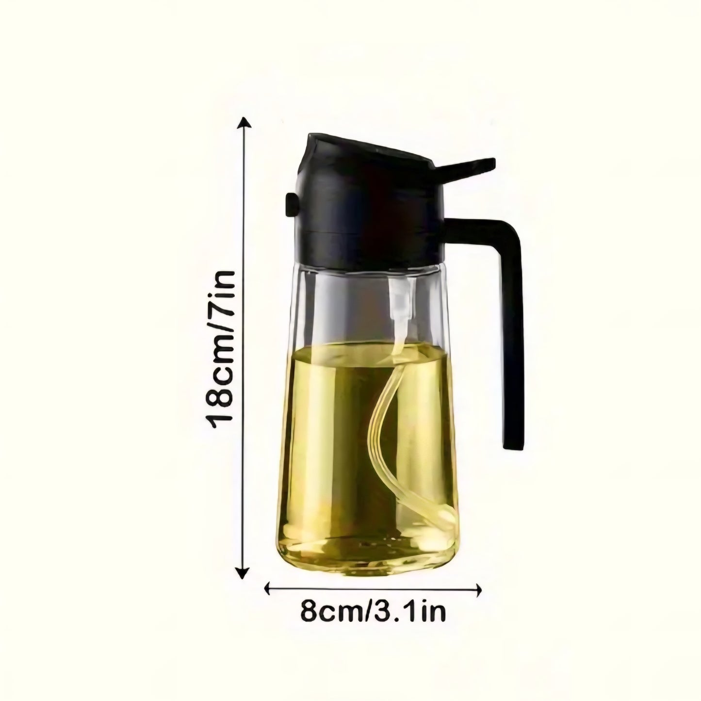 Glass Oil Dispenser Bottle with Handle 450ML – 18cm / 7in