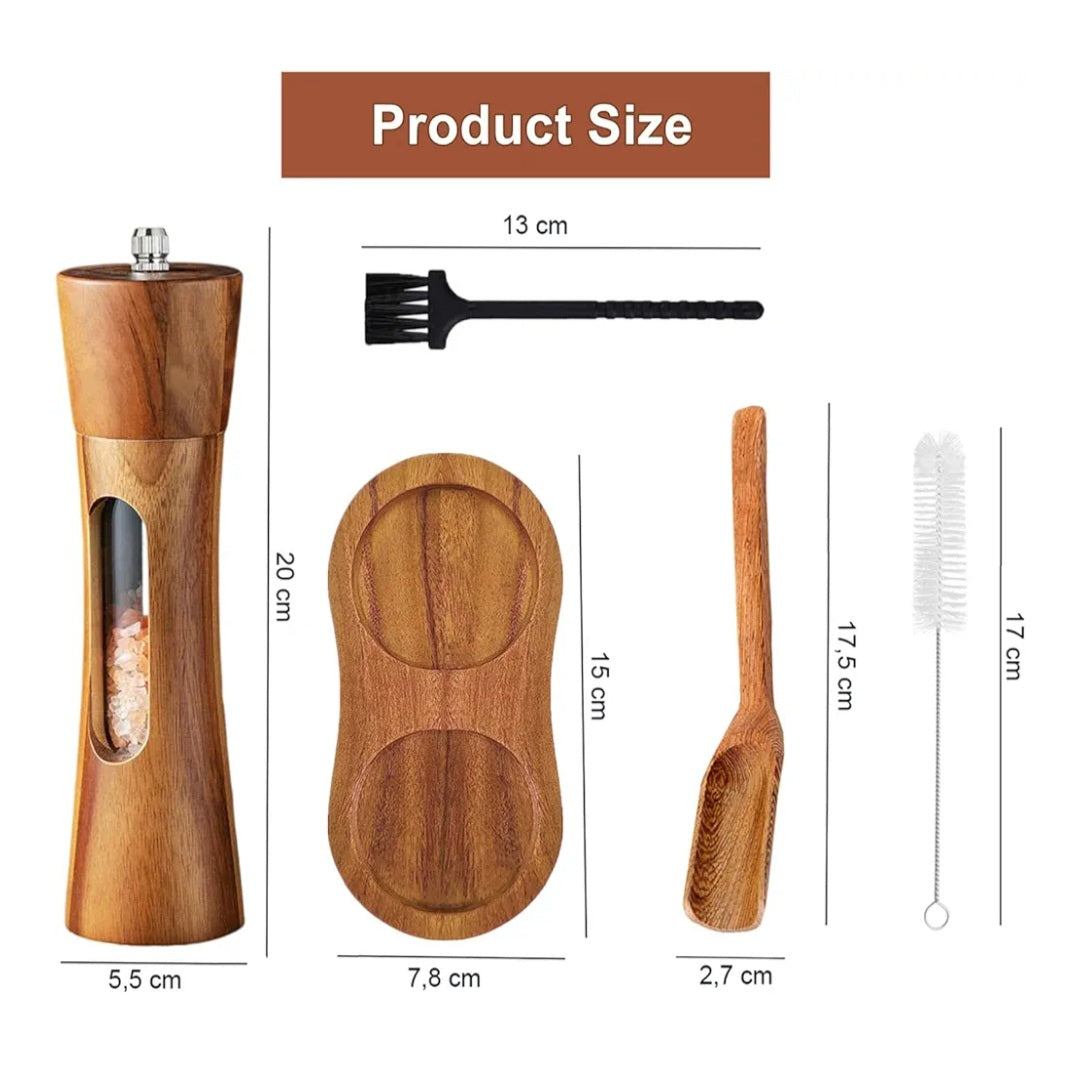 Premium Wooden Salt and Pepper Mill Set