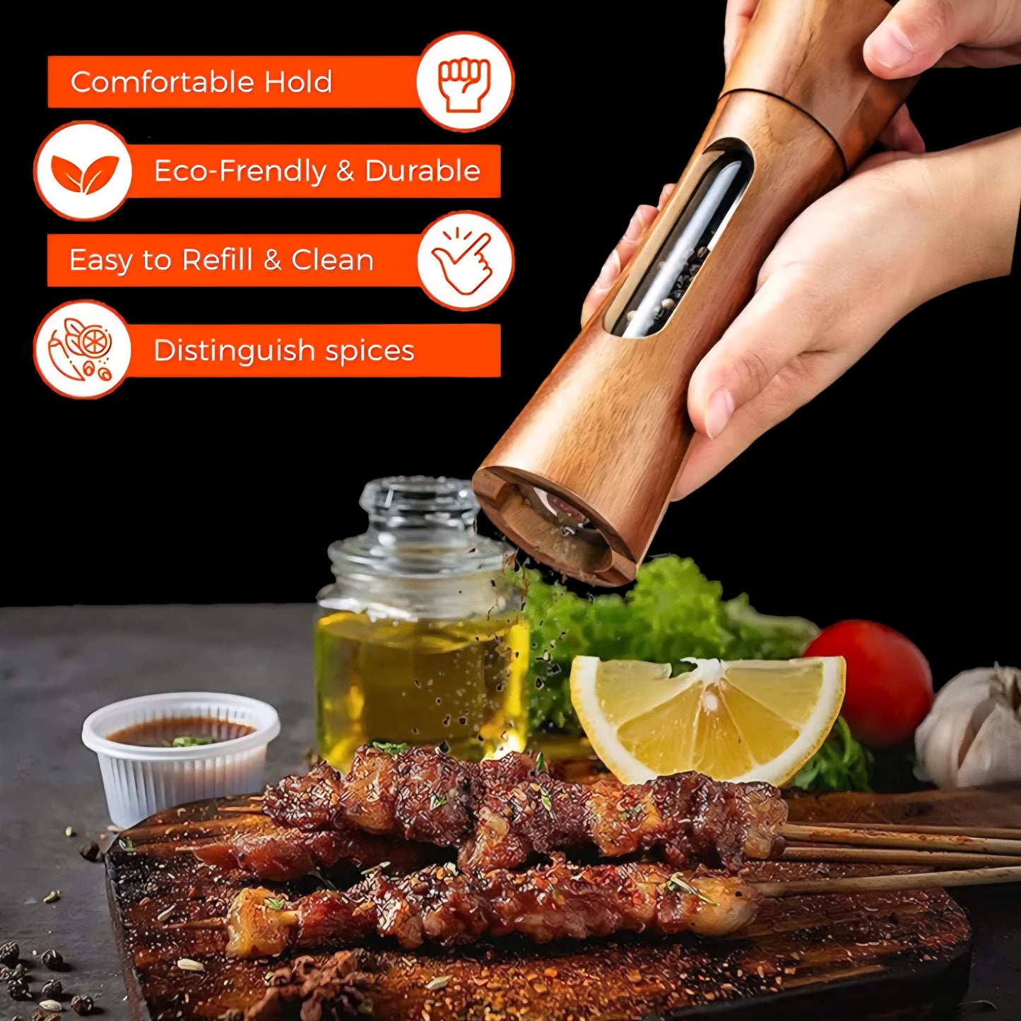 Premium Wooden Salt and Pepper Mill Set