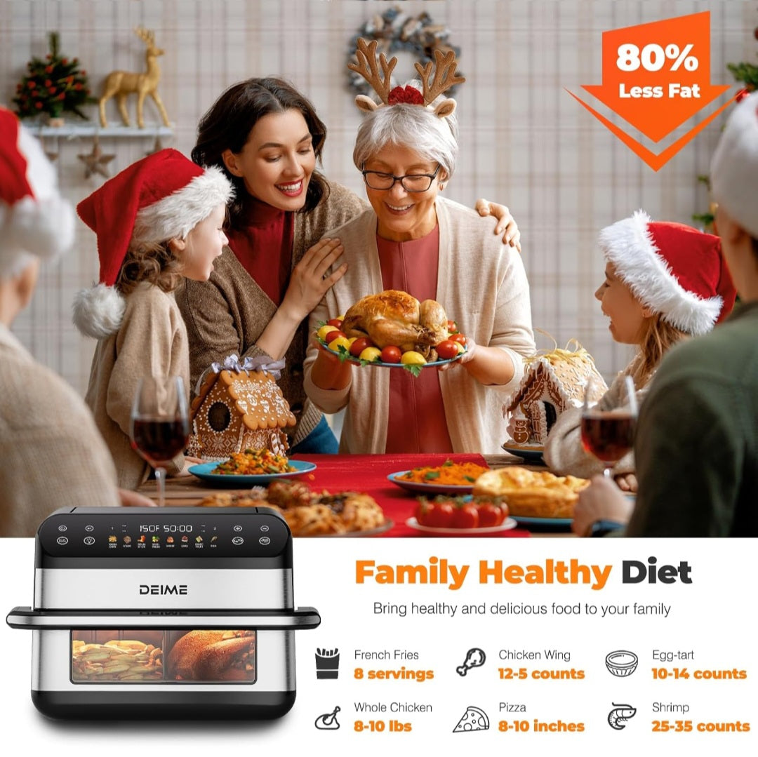 DEIME Dual Zone Air Fryer 10.6 QT – Large Capacity, Healthy Cooking Made Easy