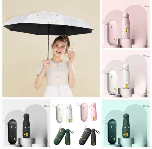 Ultra-Compact Mini Pocket Umbrella with UPF 50+ Sun Protection & water poof with unique Case