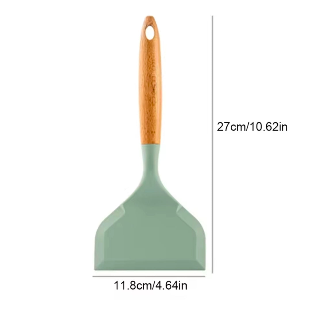 Premium Silicone Spatula – Heat-Resistant & Non-Stick Natural Wood in Multiple Colours