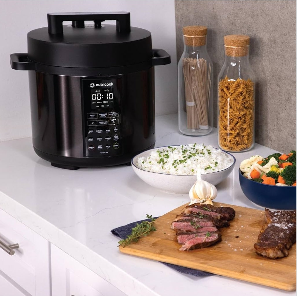 Nutricook Smart Pot 2, 8 Liters, 9 In 1 Electric Pressure Cooker, Slow Cooker, Rice Cooker, Steamer, Sauté Pot, Yogurt Maker & More, 12 Smart Programs With New Smart Lid,