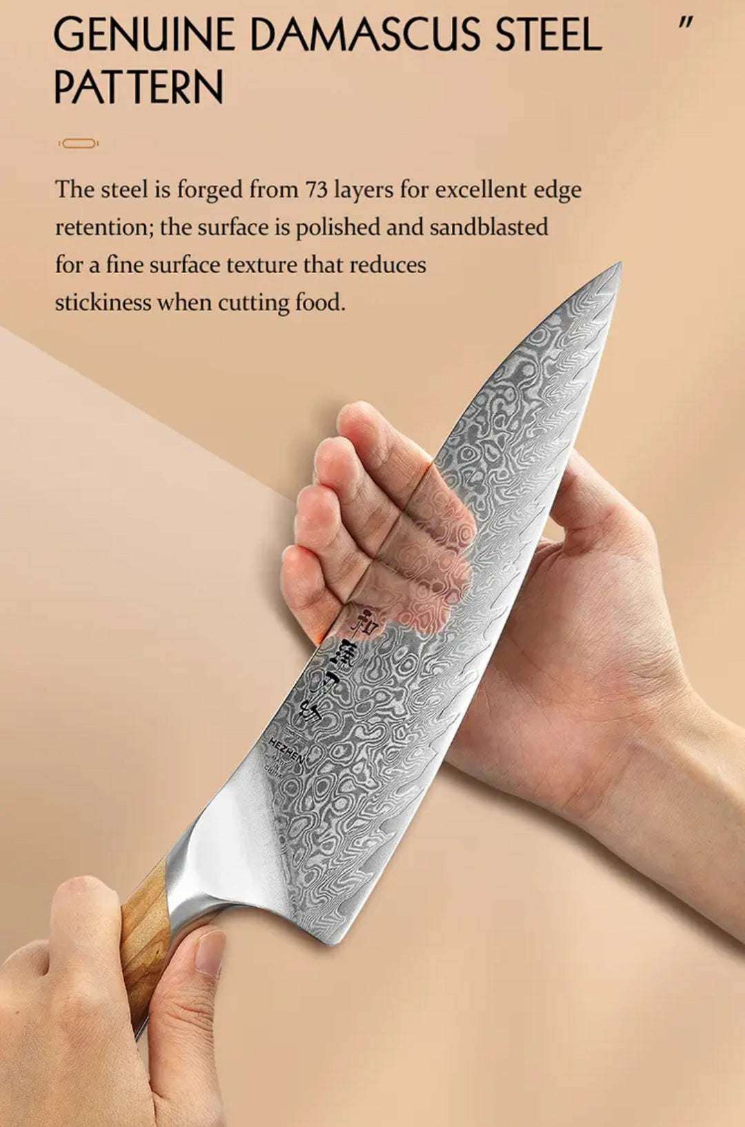 HEZHEN 8 Inch Professional Chef Knife - 73-Layer Damascus Powder Steel - Flagship Series